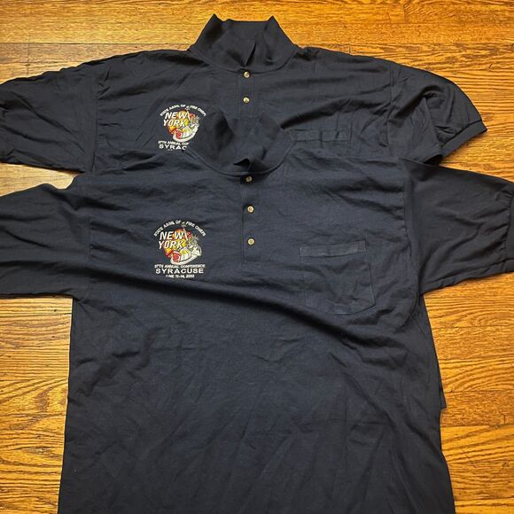 Vintage 2003 NY Fire Chiefs Syracuse Conference Gildan Polo Shirts XL (Lot of 2) - Picture 1 of 7